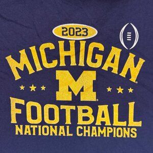 Womens Small Michigan Football 2023 National Champions T-Shirt Navy Blue College
